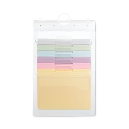 Smead Cascading Wall Organizer, 6 Section, Letter, 14.25"x24.25", Blue/Clear/Gray/Green/Orange/Pink/Purple 92064